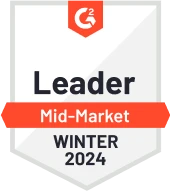 G2 badge indicating Vidyard is a mid-market leader for Winter 2024