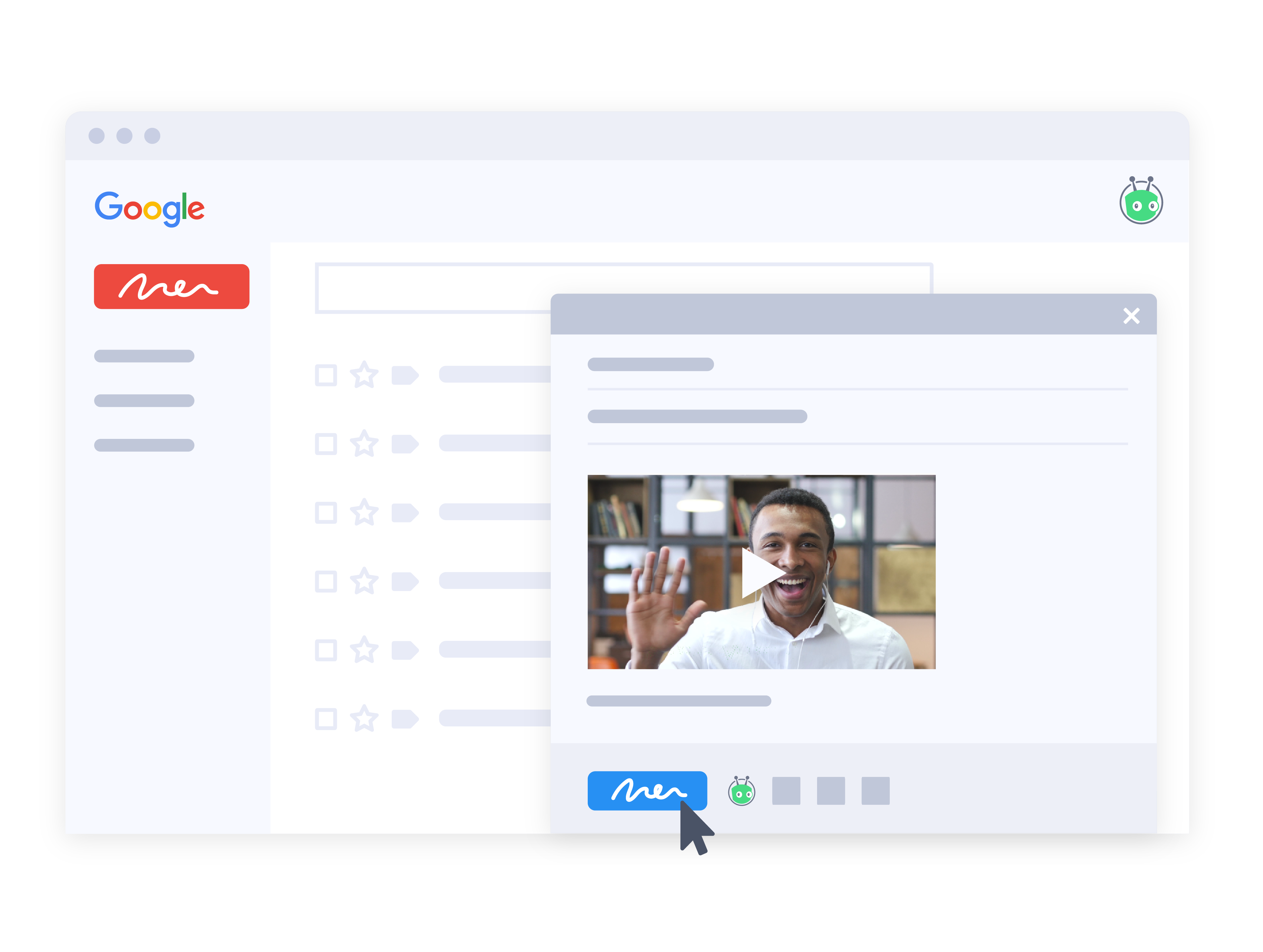 Virtual selling made easy by attaching videos for sales to messages right inside your email client.