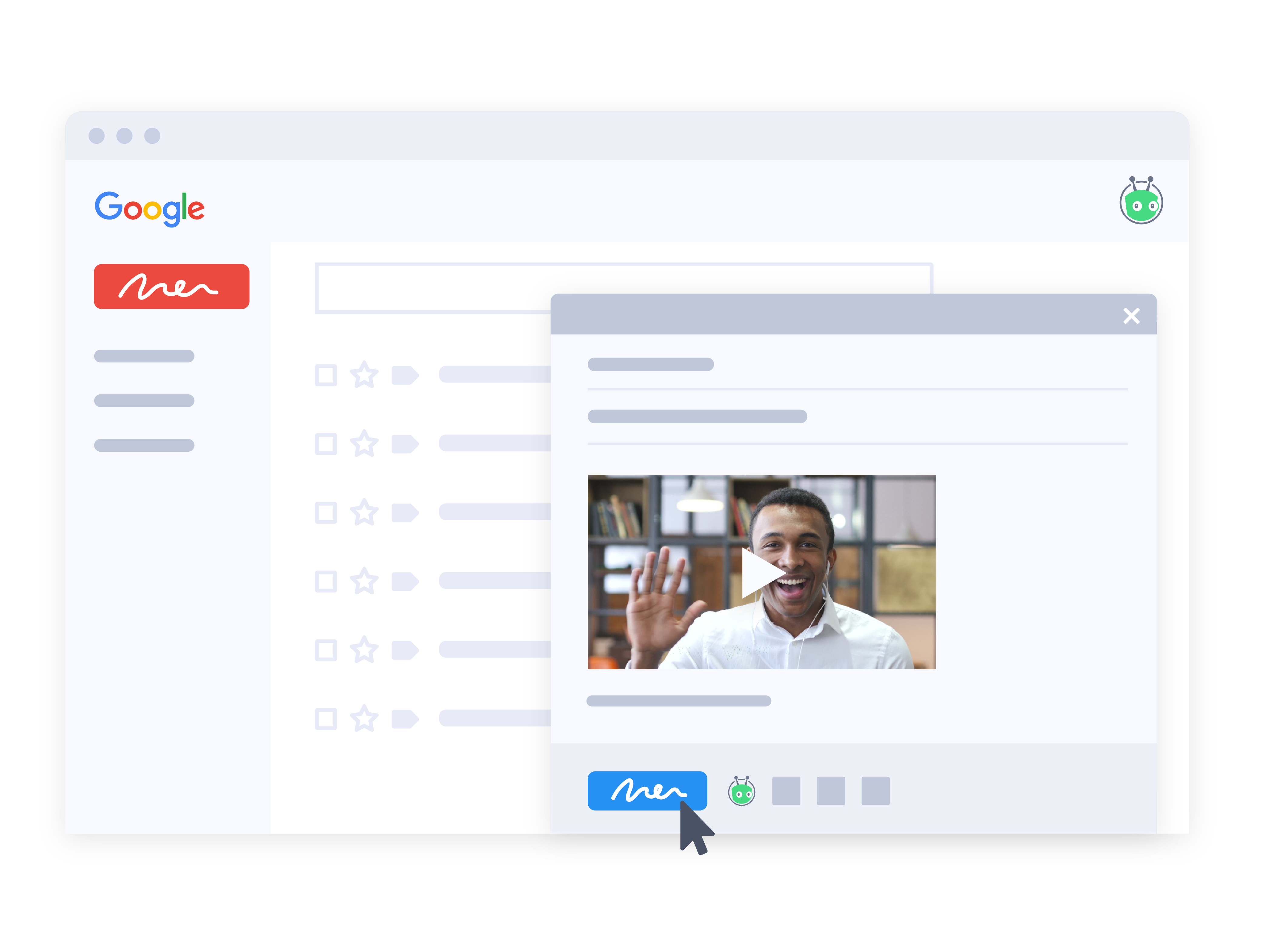 Virtual selling made easy by attaching videos for sales to messages right inside your email client.