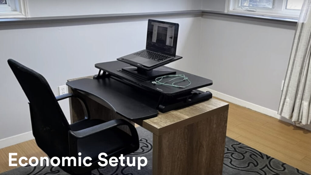 Image of home office demonstrating an economic video equipment setup