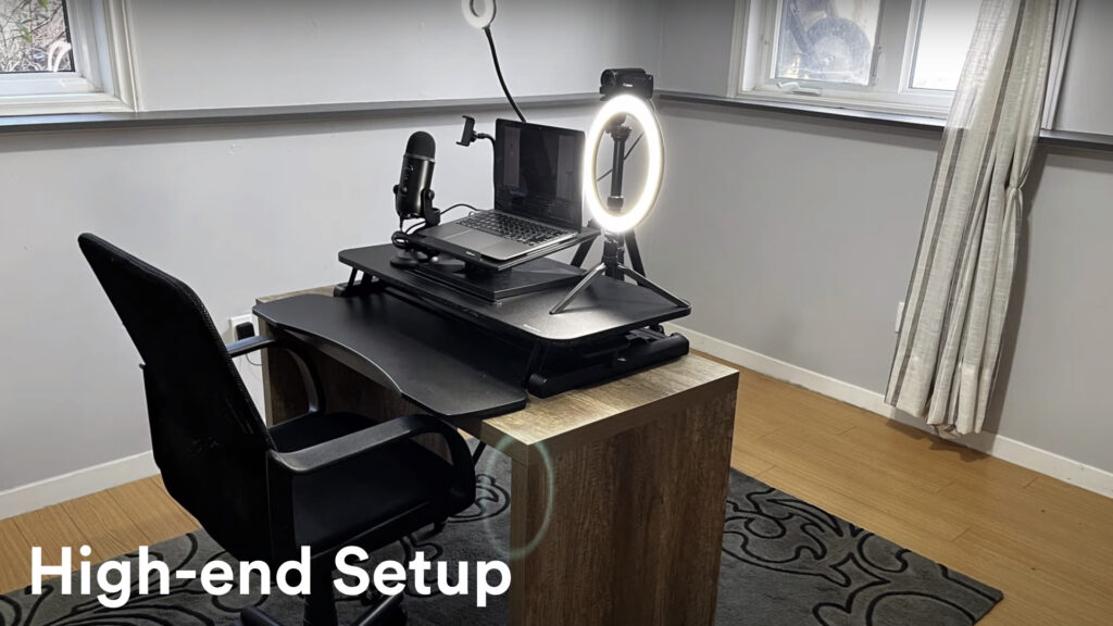 Image of a home office demonstrating a high-end video equipment setup