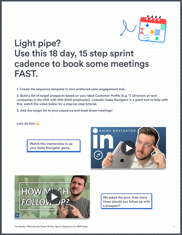 Light pipe? Use this sprint cadence to book meetings FAST.