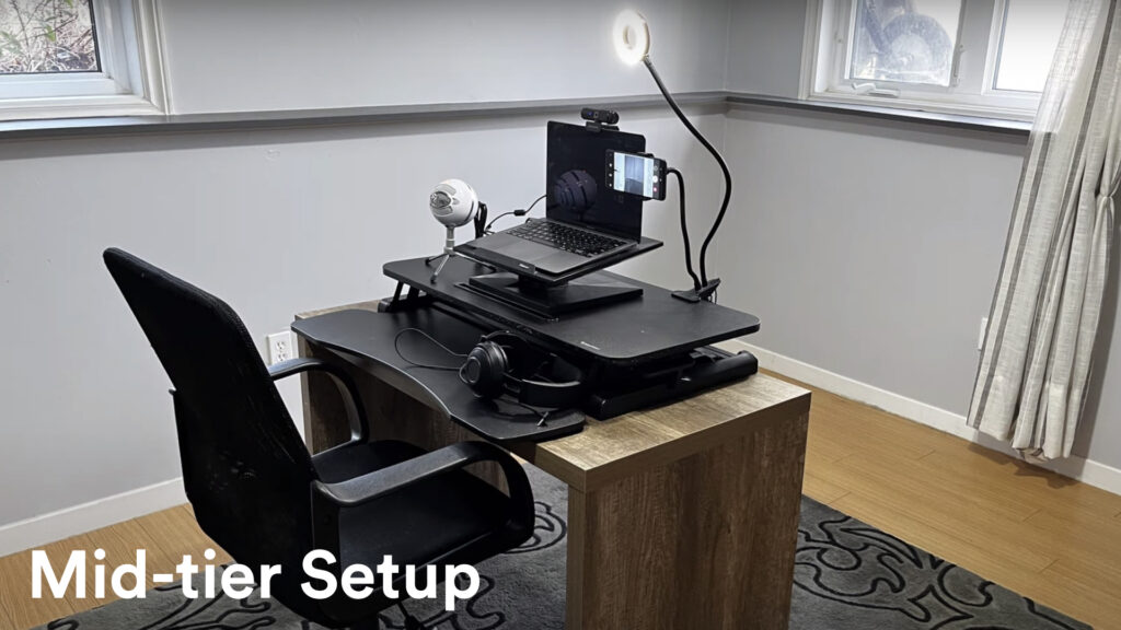Image of home office demonstrating a mid-tier video equipment setup