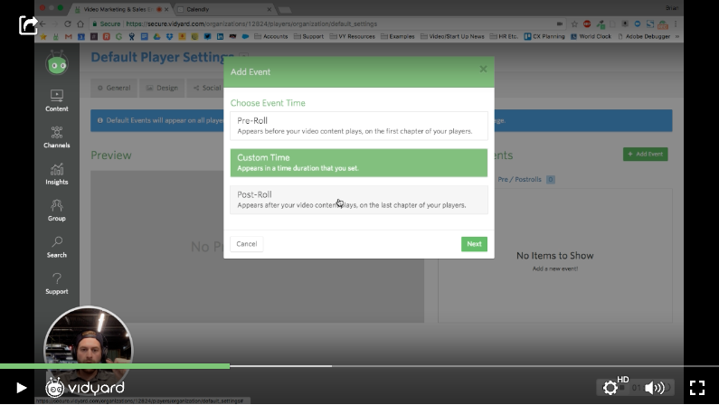 A screenshot of a Vidyard video showing a product dashboard for new employee onboarding