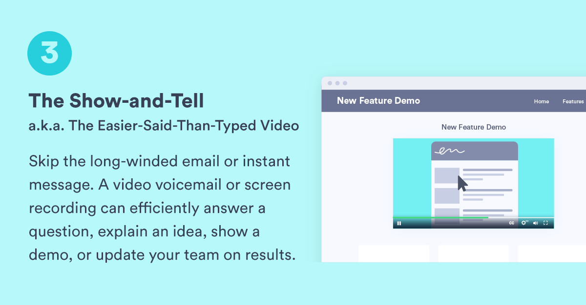 a graphic for "The Show-and-Tell" type of asynchronous video