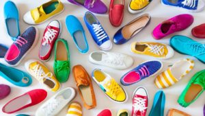 colorful assorted shoes serve as a metaphor for different styles of video