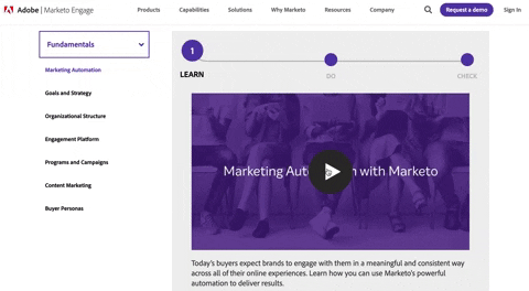 GIF showing use of video by Marketo University