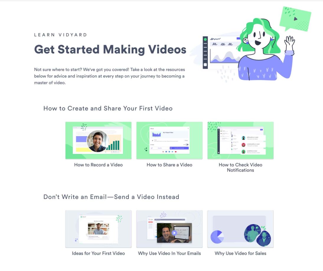an example of a shared video library showing examples of how to use video in the sales process