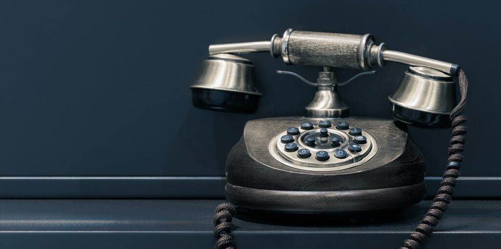 A rotary phone as an example of a video calls to action.
