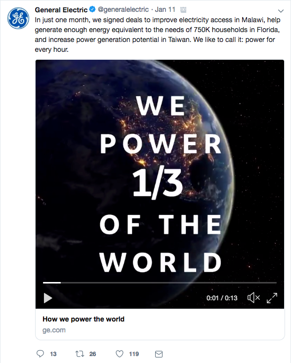 video-distribution-example-ge-twitter General Electric shares video on Twitter