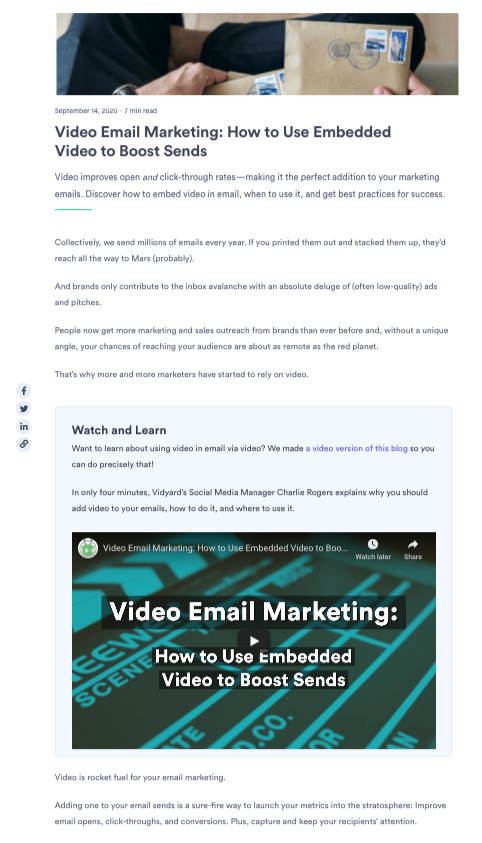 a video in a Vidyard blog post