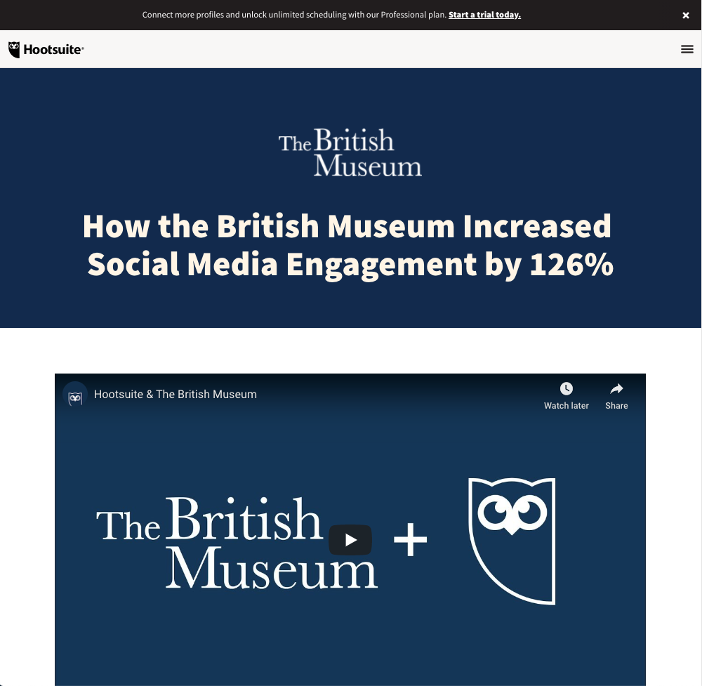 a video case study page from Hootsuite