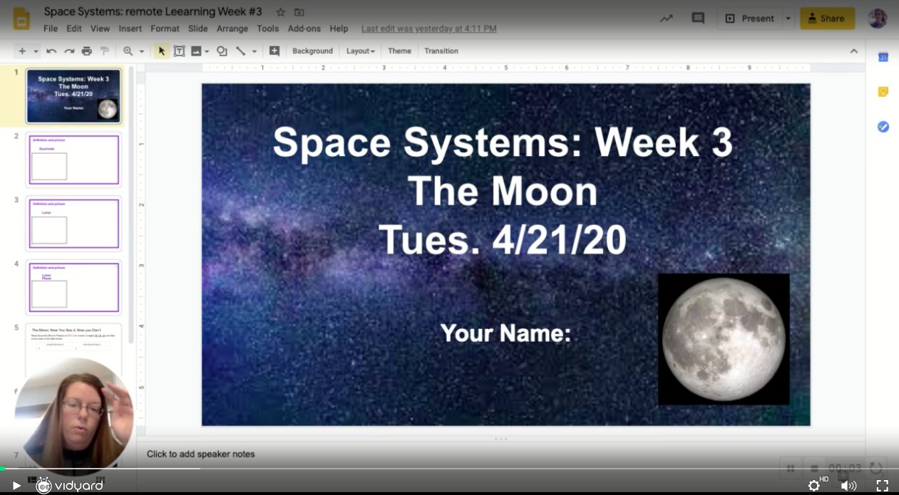 Middle school science teacher Michelle Anderson creates a video lesson on space systems