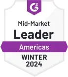 G2 badge indicating Vidyard is an Americas mid-market leader for Winter 2024