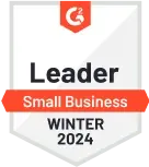 G2 badge indicating Vidyard is a small business leader for Winter 2024