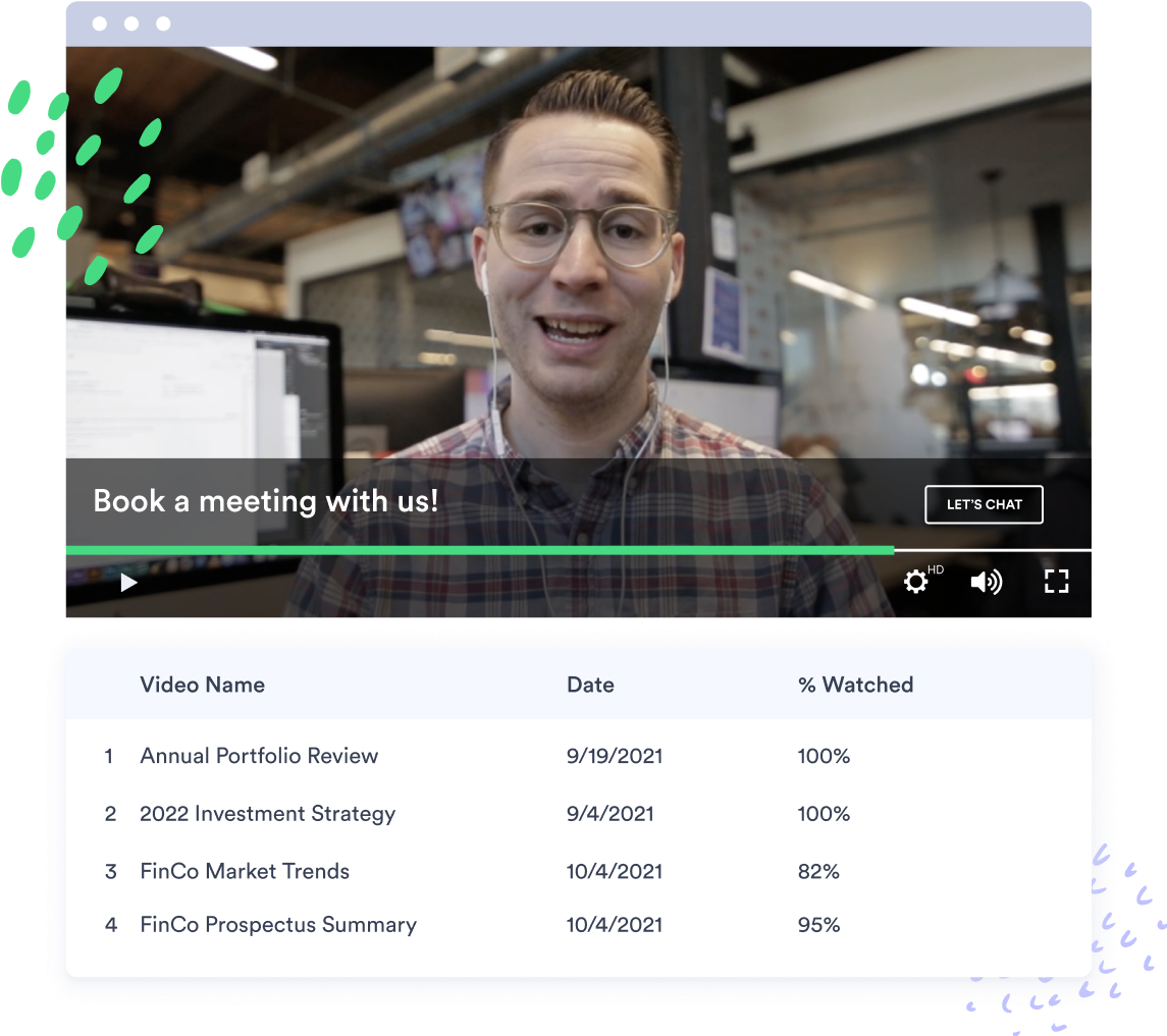 Vidyard video analytics displaying how much of a video is watched and when
