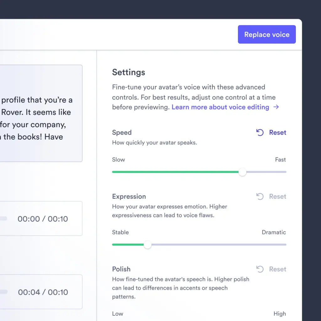 product photo of Vidyard's audio settings