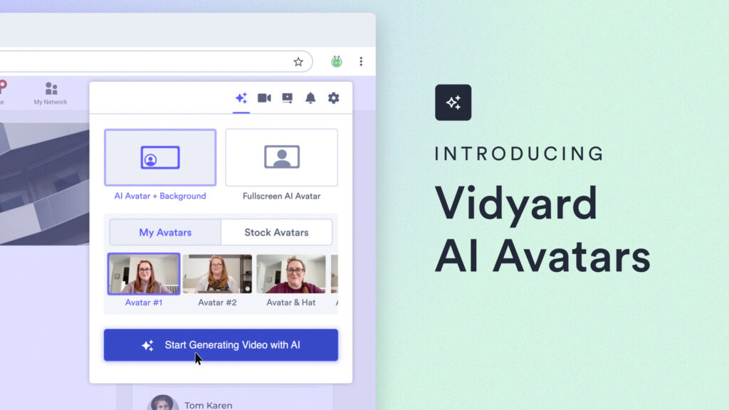 Vidyard browser extension with AI Avatars