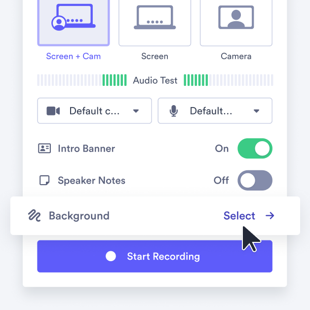 Vidyard AI backgrounds Select Background from Vidyard extension