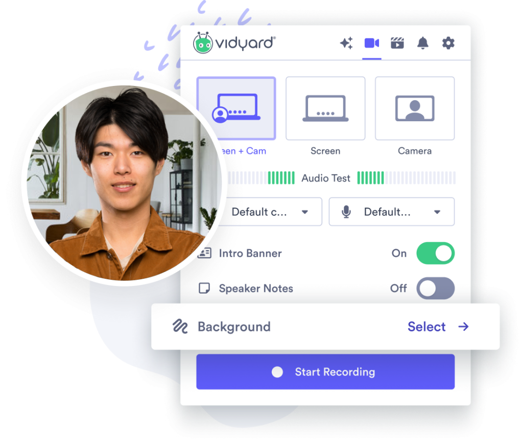 AI video background extension Man recording with AI video background