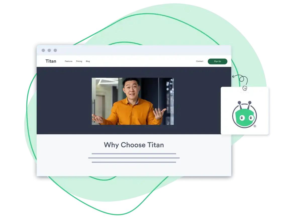 Dragging the Vidyard icon onto a video landing page