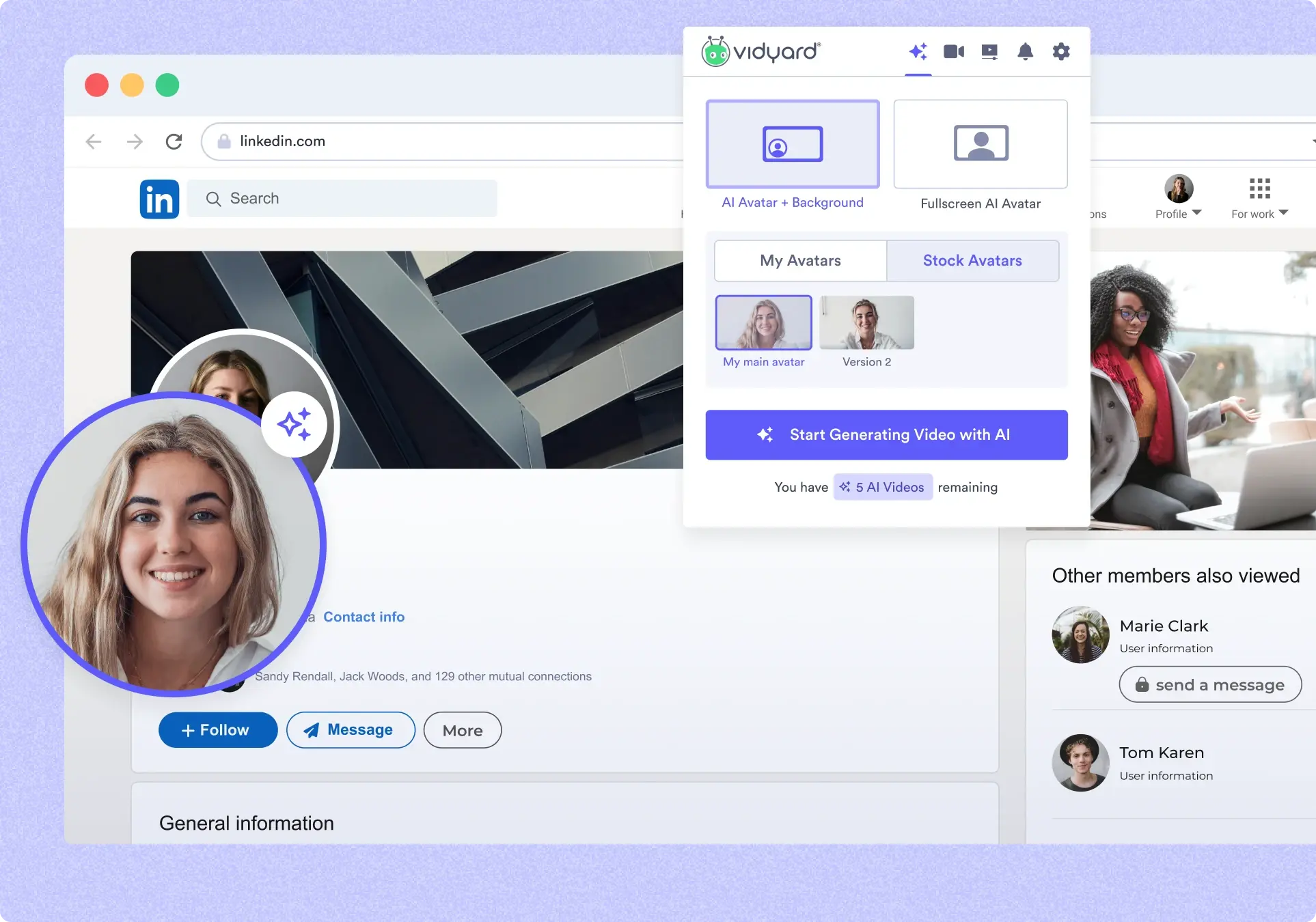 A woman creating an AI avatar with Vidyard