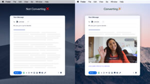 Side-by-side comparison of a generic email follow-up versus a personalized video follow-up