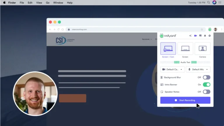man recording screen with Vidyard