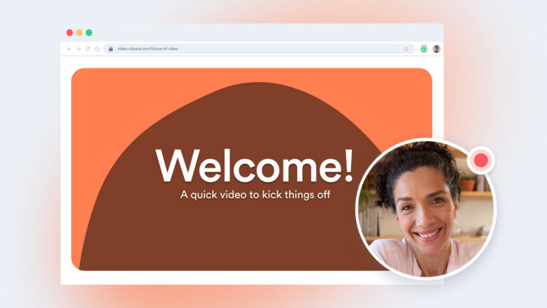 woman recording a welcome email