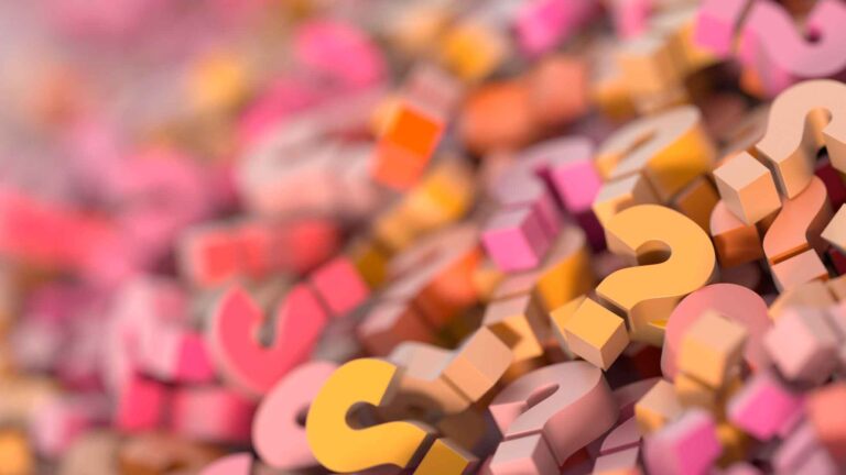 Different colored question marks representing FAQ Videos