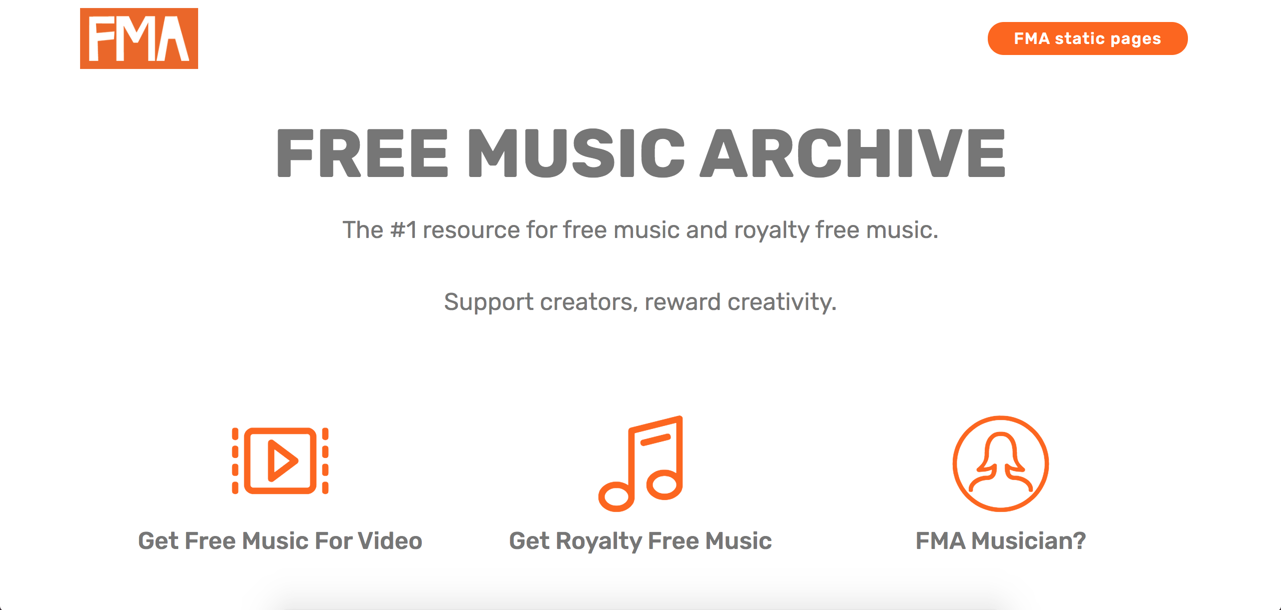 screenshot of Free Music Archive
