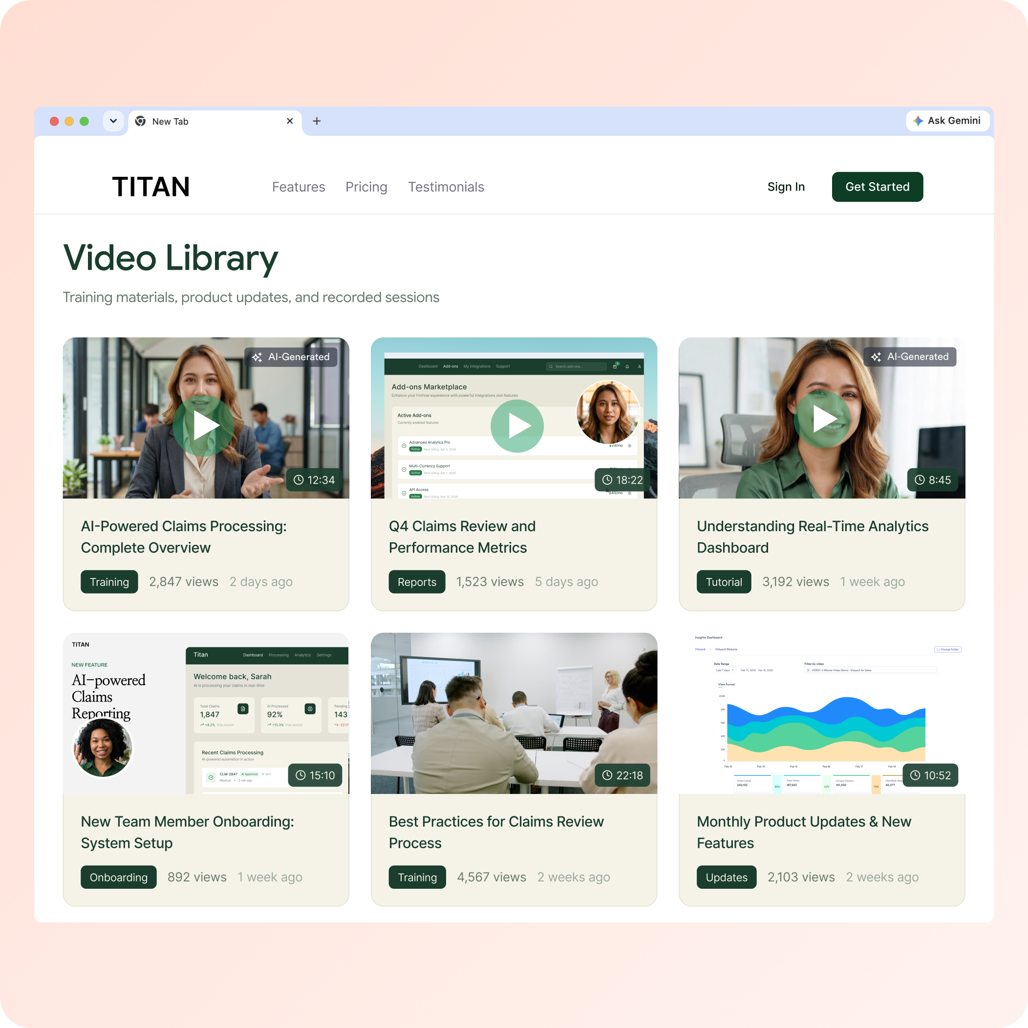Video Hubs showing library of videos
