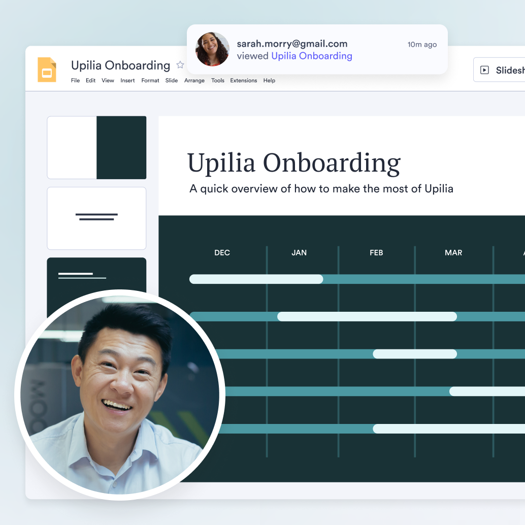 Video onboarding presentation with viewer notification