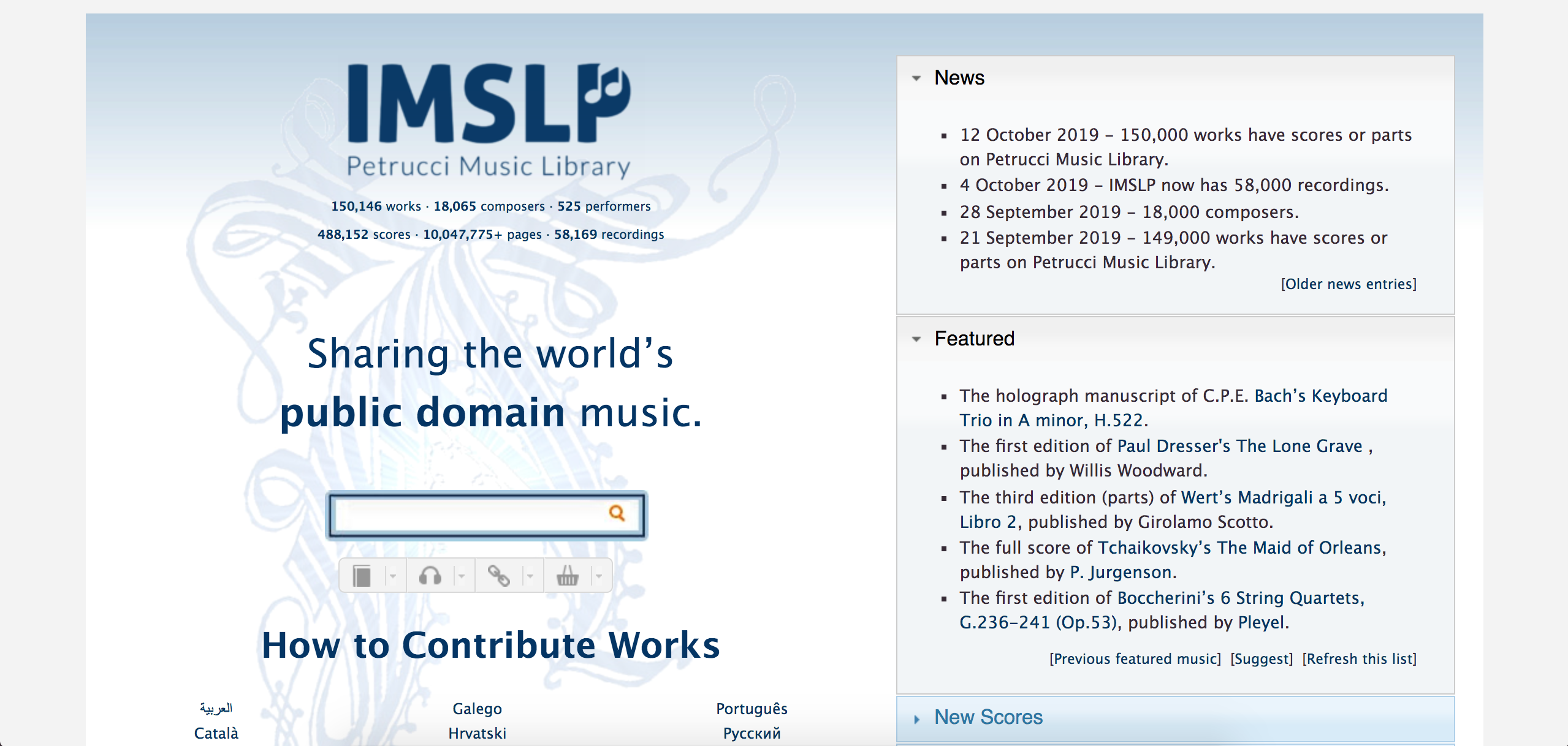 screenshot of IMSLP