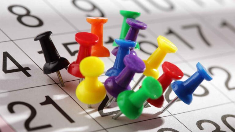 Push pins on calendar