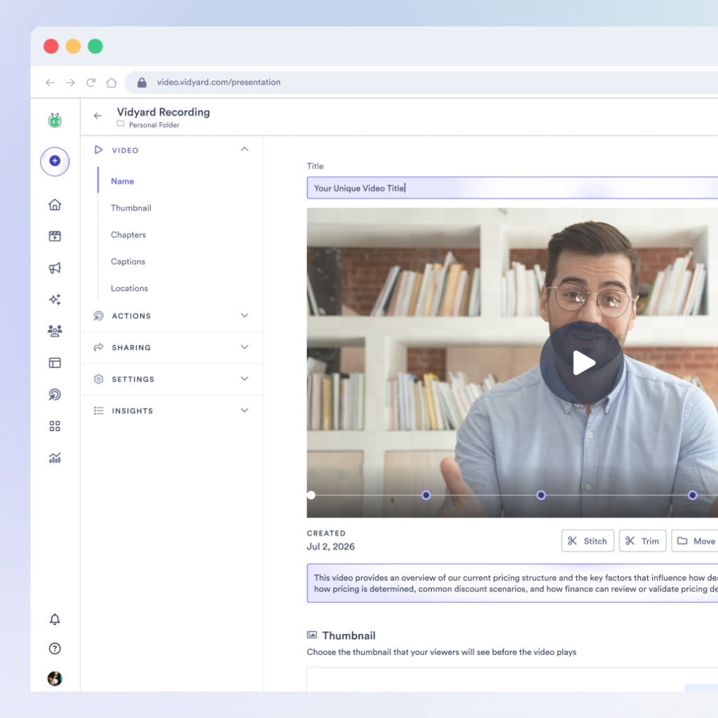 Vidyard video with auto generated titles, descriptions and chapters.