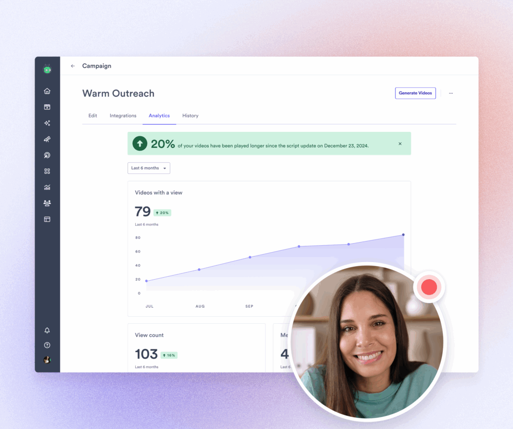 woman recording a video of Vidyard's video agent