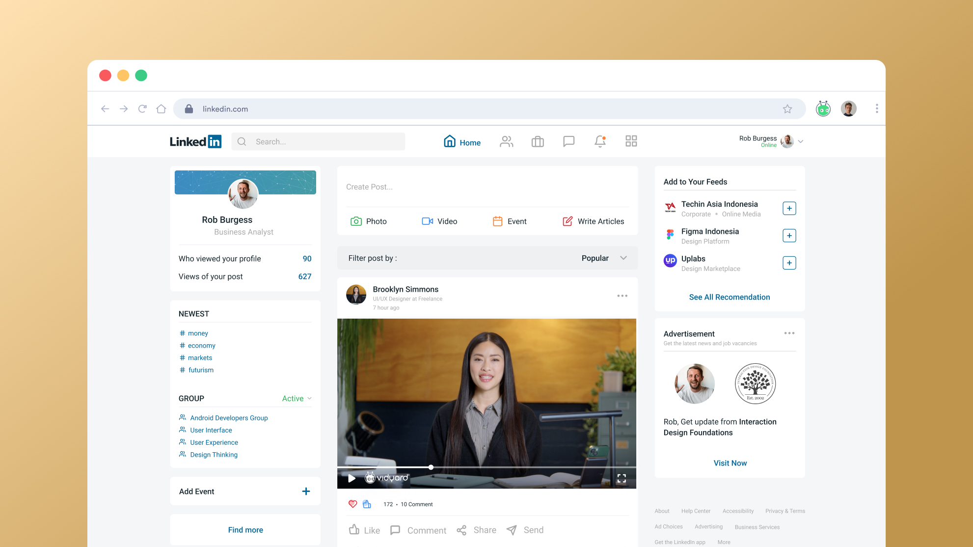 video being shared on LinkedIn